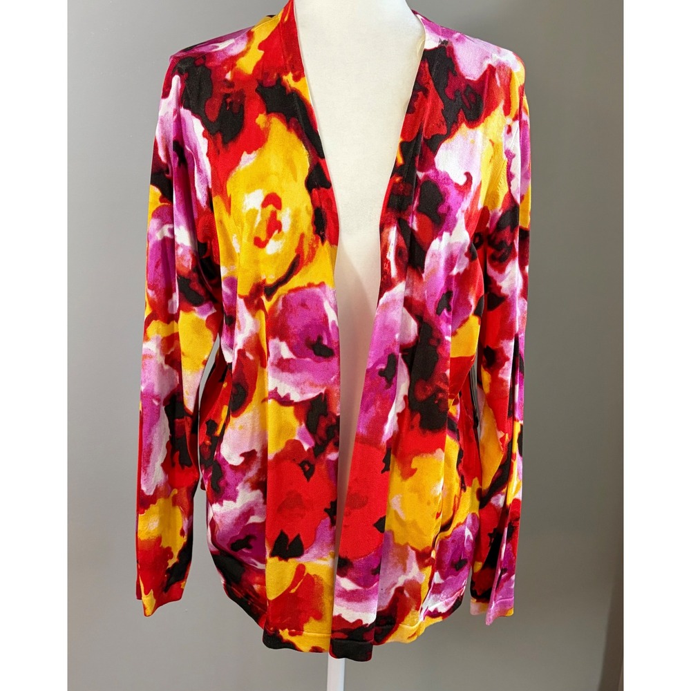 Jones New York Collection Woman Cardigan 1X Marrakech Floral Open Front NWT